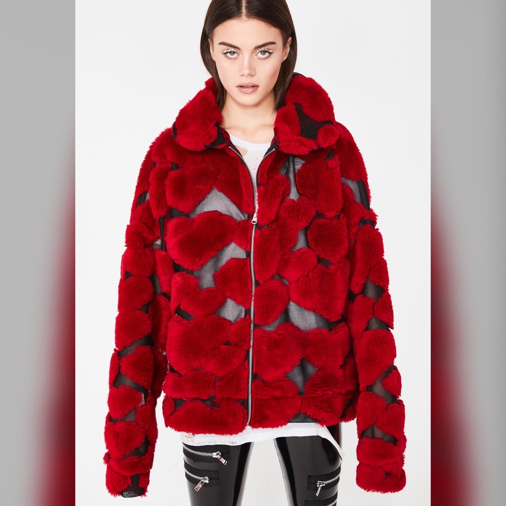Jaded London fleece heart fur jacket